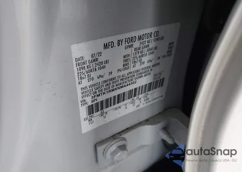 2022 Ford Mustang Mach-E Select z USA, uszkodzony, nr VIN 3FMTK1RMXNMA44302